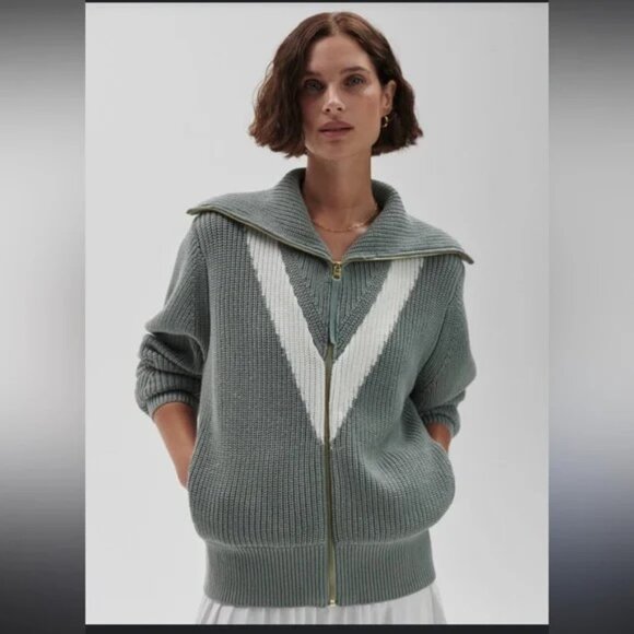 Varley Ada Zip-Through Knit Full Zip SALT + GROVE Size Small NWT
